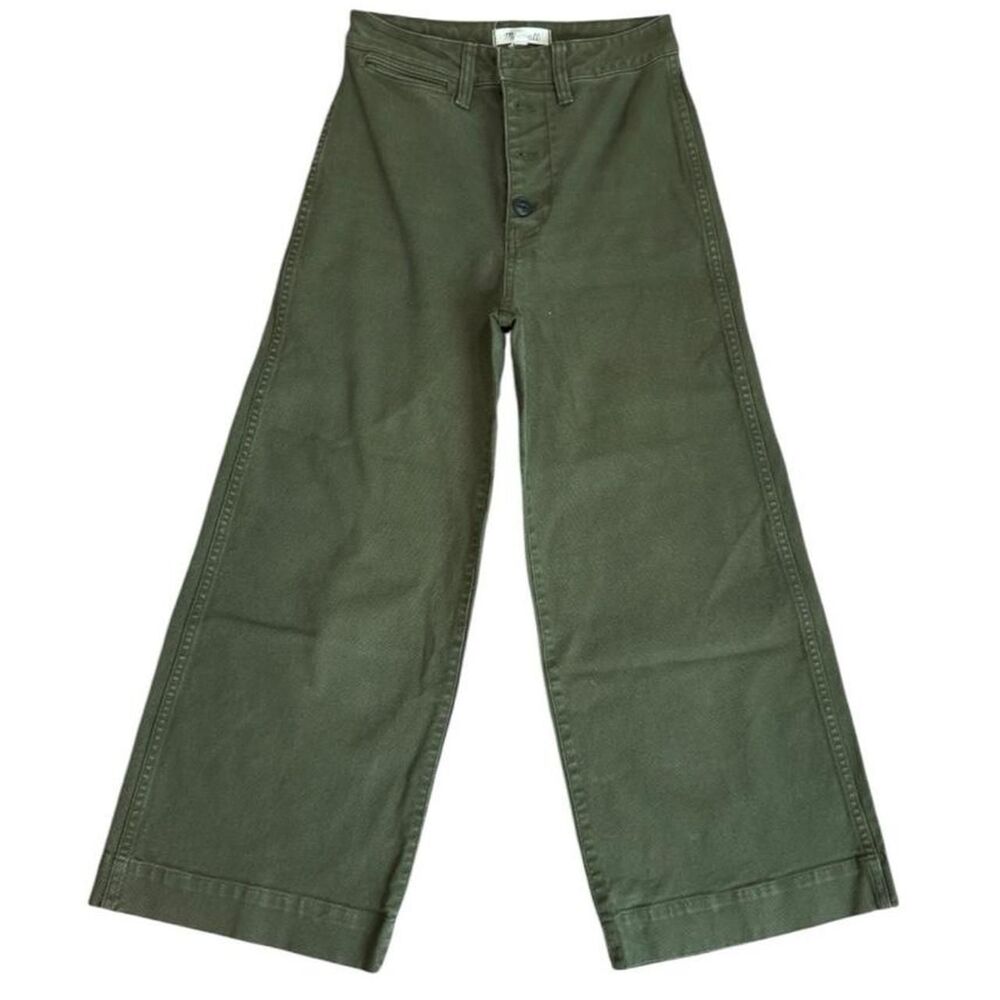 Madewell thick durable wide leg olive green pants Size 25in waist